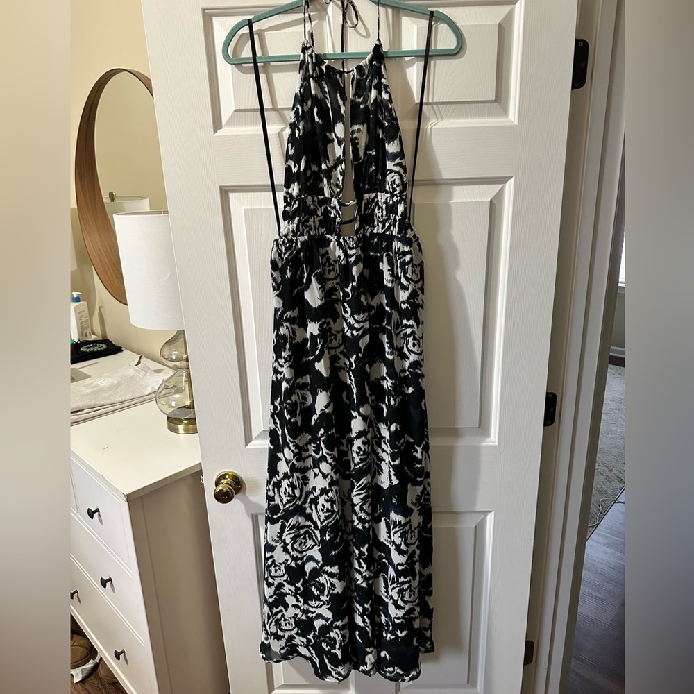 Billy J - Black/Navy/White Halter Maxi Dress